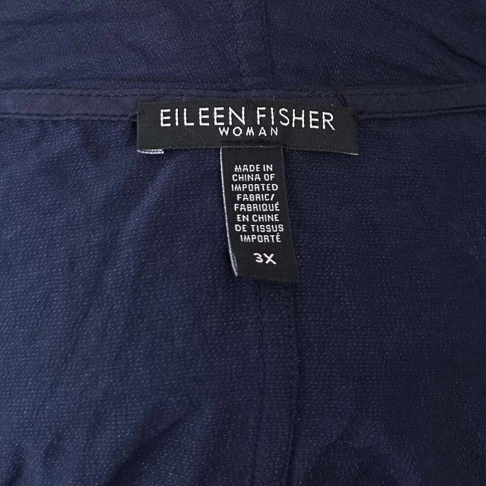 Eileen Fisher Jacket Duster Lightweight Navy Crinkle Texture, 3X - Picture 4 of 4